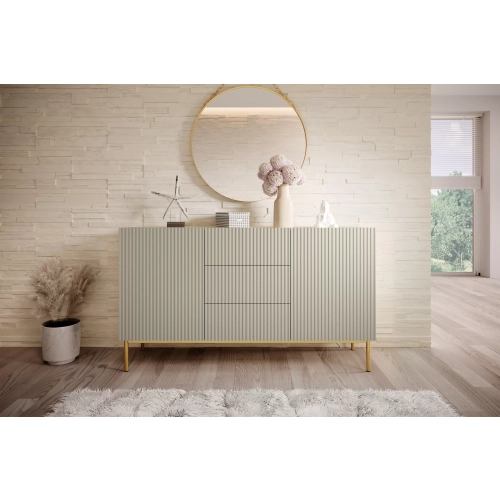 Komoda z szufladami Nicole 150 cm - kaszmir / złote nóżki